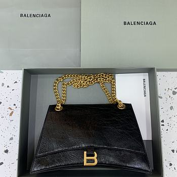 Balenciaga Crush Medium Chain Bag Quilted In Black size 31x20x12 cm