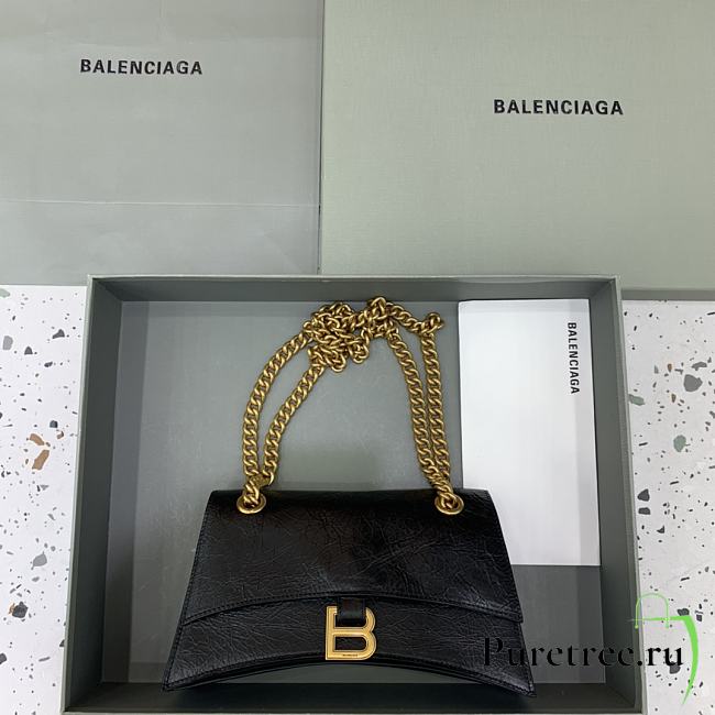 Balenciaga Crush Small Chain Bag Quilted In Black size 25x15x9.5 cm - 1