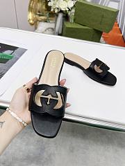 Gucci Women's Interlocking G Cut-Out Slide Sandal Black - 5