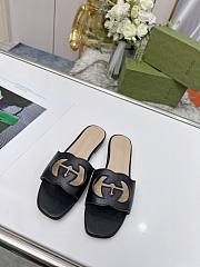 Gucci Women's Interlocking G Cut-Out Slide Sandal Black - 4