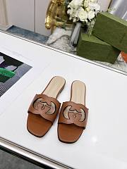 Gucci Women's Interlocking G Cut-Out Slide Sandal Brown  - 3