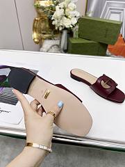 Gucci Women's Interlocking G Cut-Out Slide Sandal Burgundy - 2