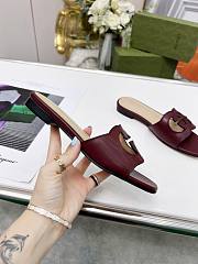 Gucci Women's Interlocking G Cut-Out Slide Sandal Burgundy - 3
