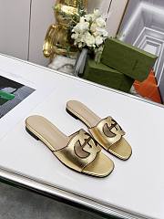 Gucci Women's Interlocking G Cut-Out Slide Sandal Gold - 4