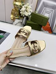 Gucci Women's Interlocking G Cut-Out Slide Sandal Gold - 5