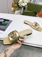 Gucci Women's Interlocking G Cut-Out Slide Sandal Gold - 6