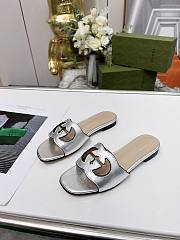 Gucci Women's Interlocking G Cut-Out Slide Sandal Silver - 1