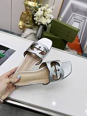 Gucci Women's Interlocking G Cut-Out Slide Sandal Silver - 3