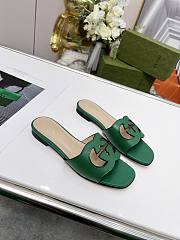 Gucci Women's Interlocking G Cut-Out Slide Sandal Green - 5