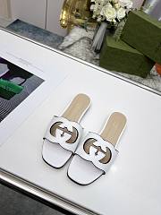 Gucci Women's Interlocking G Cut-Out Slide Sandal White - 4
