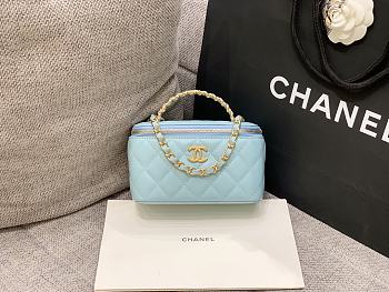 Chanel Vanity Case with Top Handle Blue size 17x9.5x8 cm