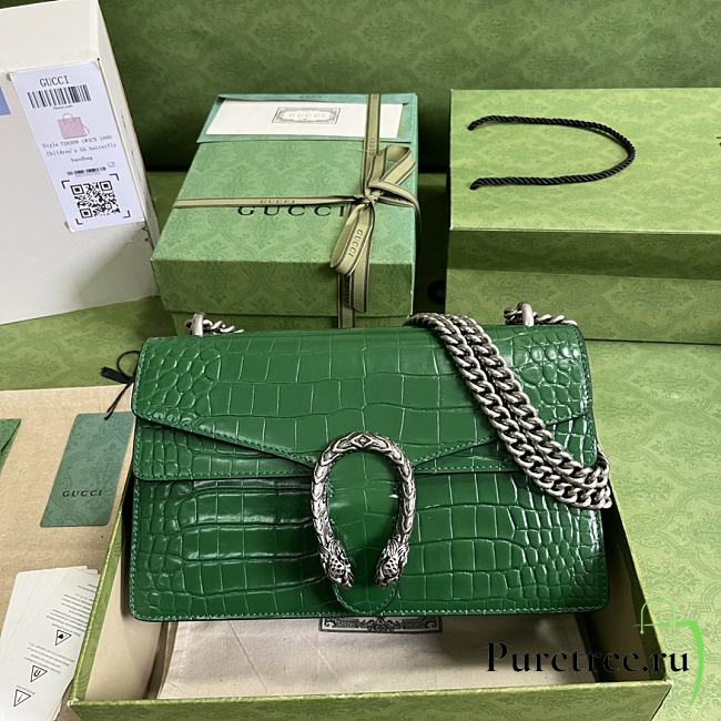 Dionysus Crocodile Small Shoulder Bag Bright Green 400249 size 28x18x9 cm - 1