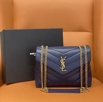 YSL Loulou Small Navy Blue Chain Bag size 25 x 17 x 9 cm
