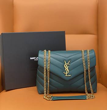 YSL Loulou Small Teal Chain Bag size 25 x 17 x 9 cm