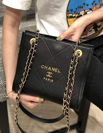 Chanel Mini Tote Bag Black Leather size 23 x 21 x 10.5 cm