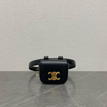 Celine Belt Bag Triomphe Belt In Shiny Calfskin Black size 11 x 8 x 4 cm