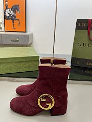 GUCCI Blondie Ankle Boot Burgundy Suede 5.5cm - 1