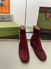 GUCCI Blondie Ankle Boot Burgundy Suede 5.5cm - 4