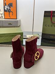 GUCCI Blondie Ankle Boot Burgundy Suede 5.5cm - 2