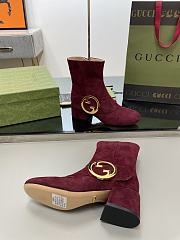 GUCCI Blondie Ankle Boot Burgundy Suede 5.5cm - 3