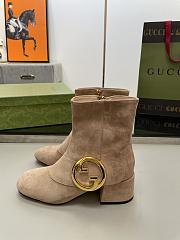 GUCCI Blondie Ankle Boot Beige Suede 5.5cm - 1