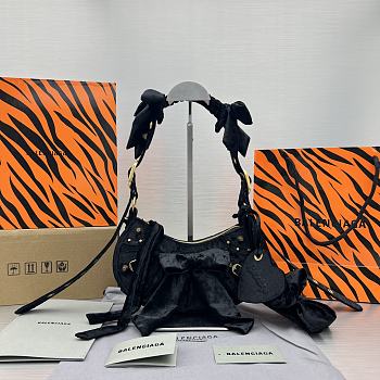 BALENCIAGA Le Cagole XS Shoulder Bag Black Velvet size 26x16x9.9 cm