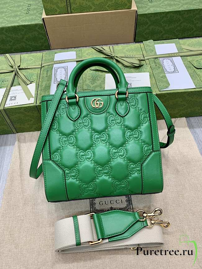 Gucci GG Matelassé Mini Top Handle Bag Green size 28x22x10cm - 1
