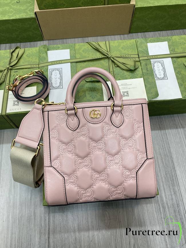 Gucci GG Matelassé Mini Top Handle Bag Pink size 28x22x10cm - 1