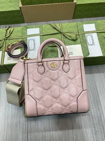 Gucci GG Matelassé Mini Top Handle Bag Pink size 28x22x10cm