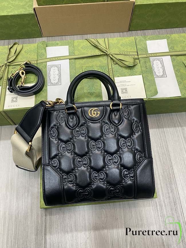 Gucci GG Matelassé Mini Top Handle Bag Black size 28x22x10cm - 1