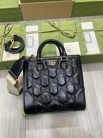 Gucci GG Matelassé Mini Top Handle Bag Black size 28x22x10cm