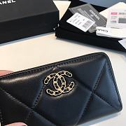 Chanel 19 Zipped Wallet Black Lambskin Quilted size 16.5 x 9 cm - 3