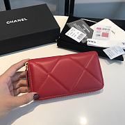 Chanel 19 Zipped Wallet Red Lambskin Quilted size 16.5 x 9 cm - 6