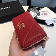 Chanel 19 Zipped Wallet Red Lambskin Quilted size 16.5 x 9 cm - 5