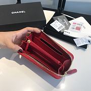 Chanel 19 Zipped Wallet Red Lambskin Quilted size 16.5 x 9 cm - 4
