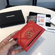 Chanel 19 Card Holder Red Lambskin Quilted size 7.5 x 11 cm - 4