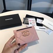 Chanel 19 Card Holder Pink Lambskin Quilted size 7.5 x 11 cm - 1