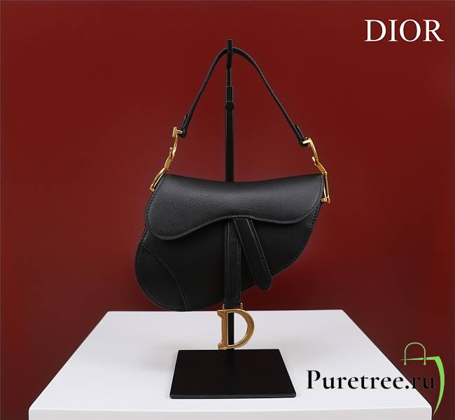 Dior Saddle Small Bag Black Grain Leather size 19.5x16x6.5 cm - 1