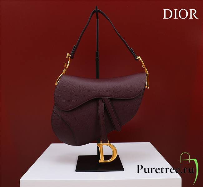 Dior Saddle Bag Burgundy Grain Leather size 25.5x20x6.5 cm - 1