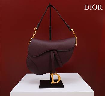 Dior Saddle Bag Burgundy Grain Leather size 25.5x20x6.5 cm