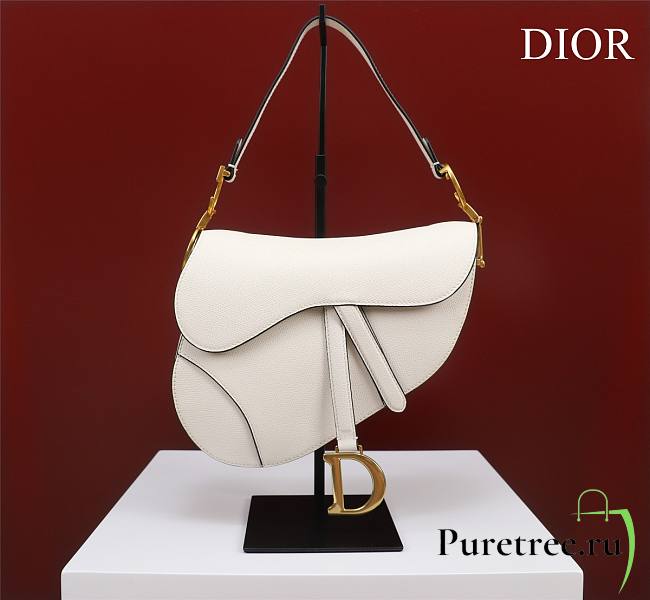 Dior Saddle Bag White Grain Leather size 25.5x20x6.5 cm - 1
