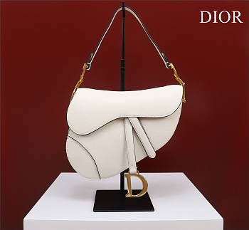 Dior Saddle Bag White Grain Leather size 25.5x20x6.5 cm