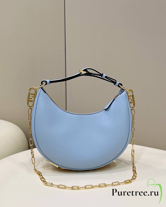 FENDI Fendigraphy Small Light Blue Leather Bag 8BR798 size 29 cm - 1