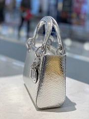 Dior Lady Mini Silver Snake Skin 17x7x15 cm - 4