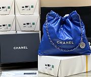 Chanel 22 Handbag Blue Shiny Calfskin & Silver-Tone Metal AS3260 39x42x8 cm - 1