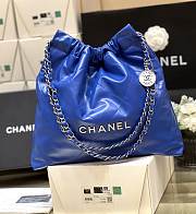 Chanel 22 Handbag Blue Shiny Calfskin & Silver-Tone Metal AS3260 39x42x8 cm - 3