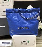 Chanel 22 Small Handbag Blue Shiny Calfskin & Silver-Tone Metal 35x37x7cm - 5