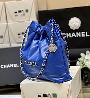 Chanel 22 Small Handbag Blue Shiny Calfskin & Silver-Tone Metal 35x37x7cm - 3