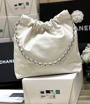 Chanel 22 Small Handbag White Shiny Calfskin & Silver-Tone Metal 35x37x7cm - 4