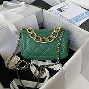 Chanel Small Flap Bag With Big Chain Green AS3366 size 20x9x13.5 cm - 3